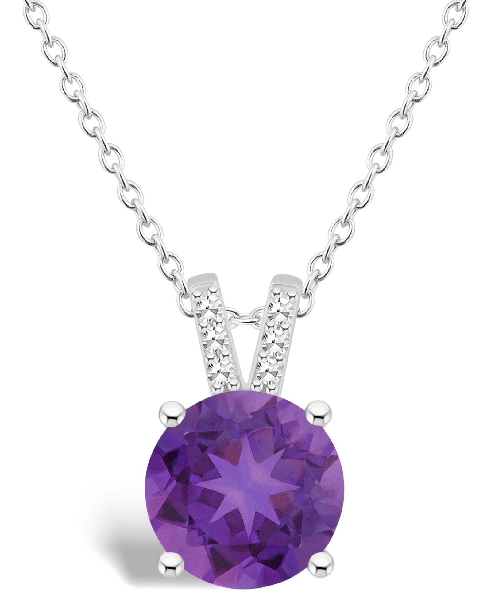 Подвеска Macy's Женский Amethyst и Diamond Accent в Sterling Silver