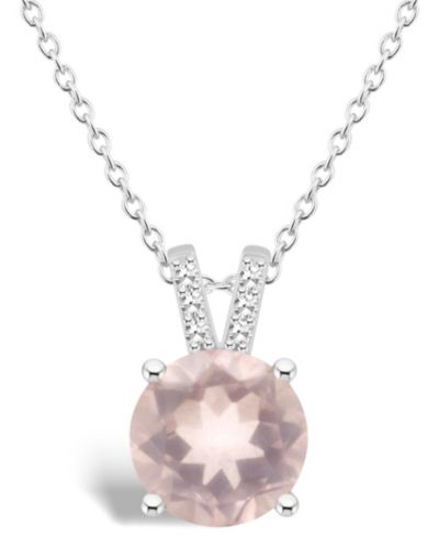 Женская подвеска Macy's Rose Quartz и Diamond в серебряной отделке