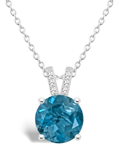 Ожерелье-подвеска Macy's Women's London Blue Topaz (2-2/5 ct.t.w.) и бриллиантовыми акцентами из стерлингового серебра