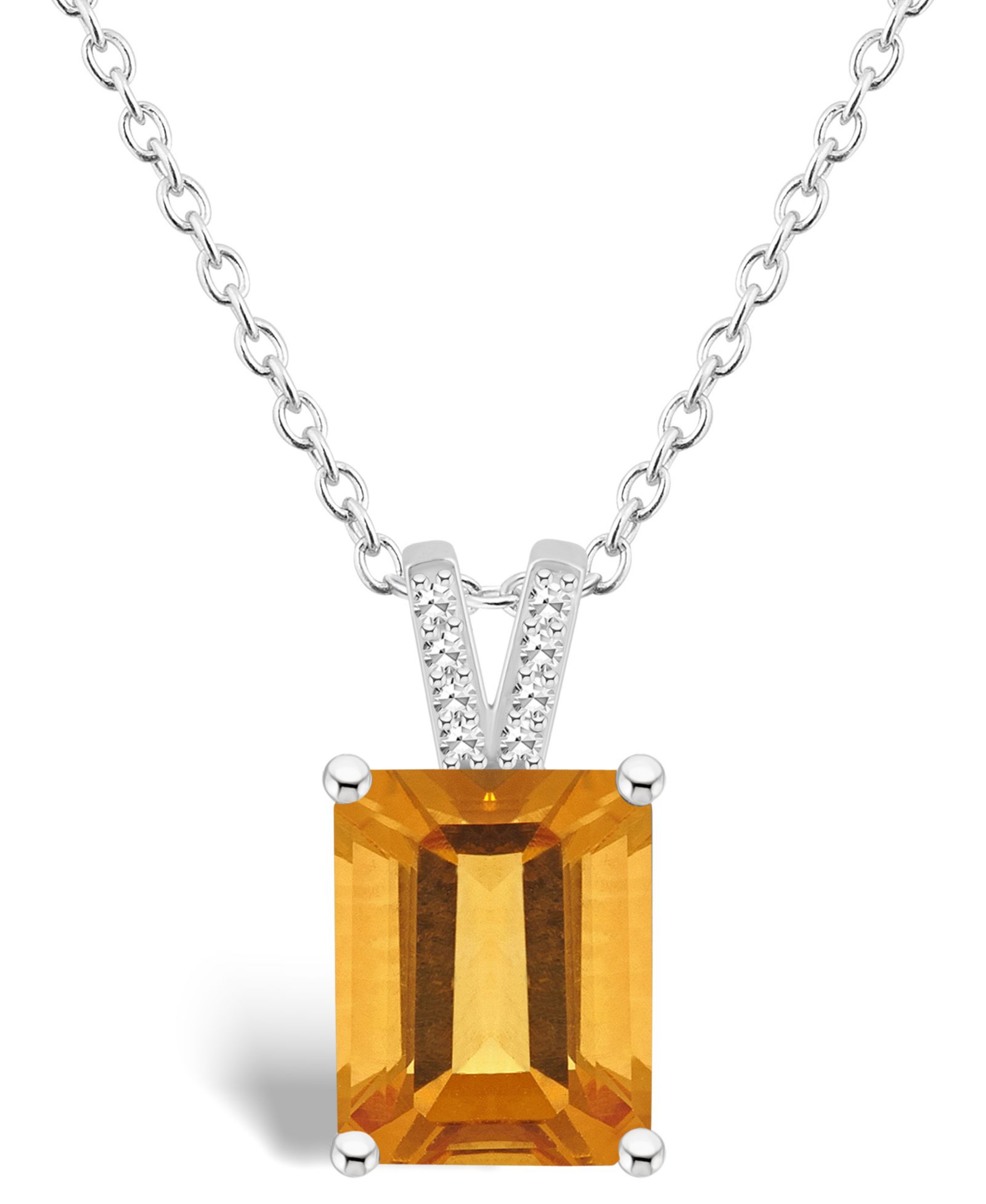 Женская подвеска-кулон Macy's с цитрином (3-1/6 ct.t.w.) и бриллиантами в стерлинговом серебре