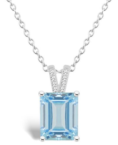 Подвеска Macy's Women's Sky Blue Topaz (4-1/4 ct.t.w.) и Diamond Accent из Sterling Silver