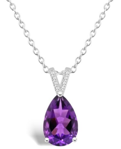 Подвеска Macy's Women's Amethyst и Diamond в стерлинговом серебре