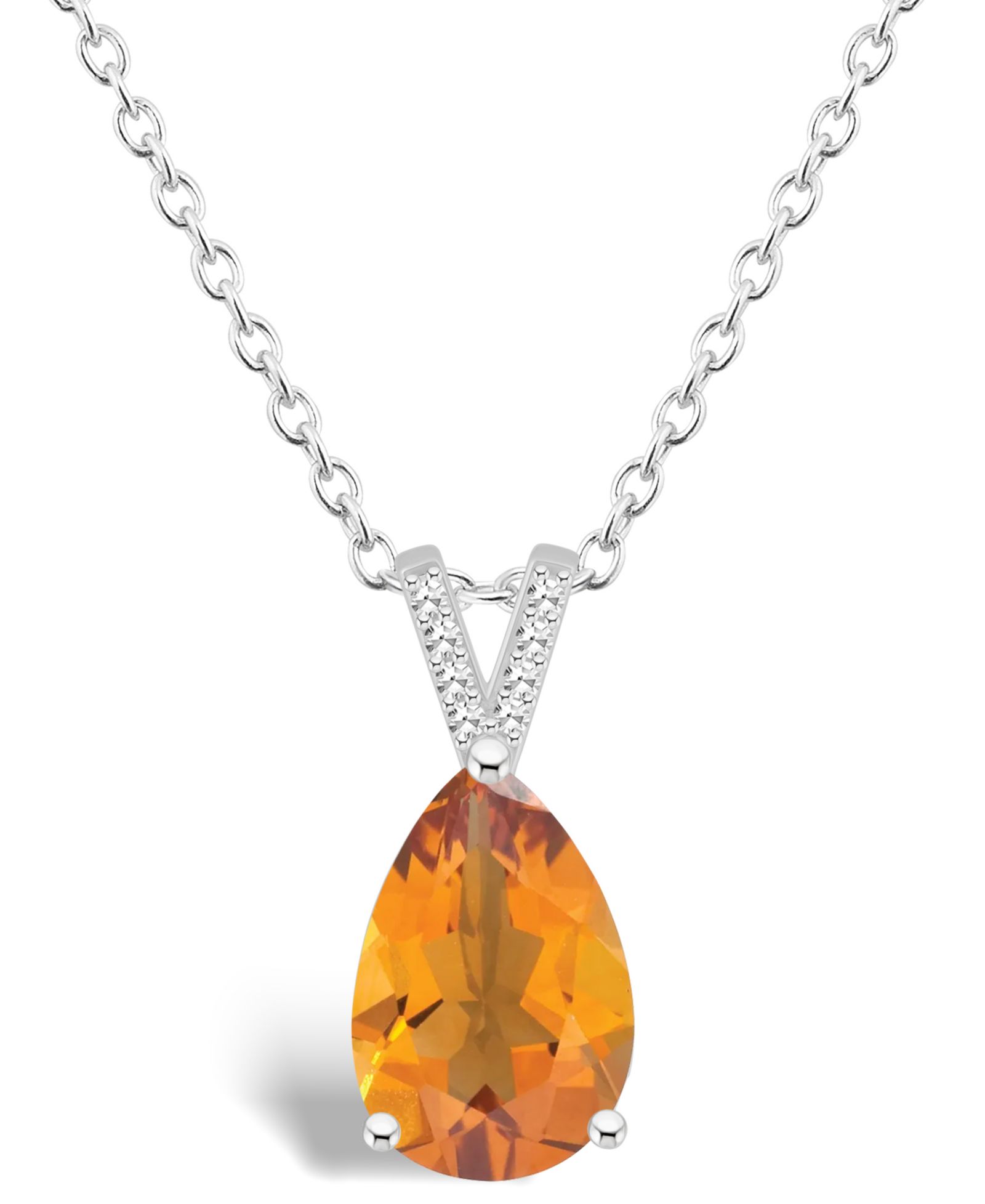 Женское ожерелье Macy's Citrine (2-3/4 ct.t.w.) и Diamond Accent с подвеской из стерлингового серебра