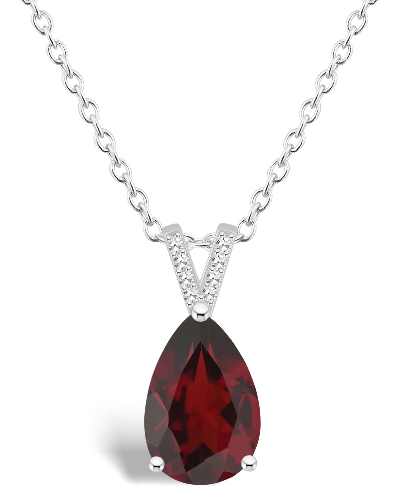 Macy's Женское ожерелье-подвеска с гранатом (3-1/3 ct.t.w.) и бриллиантами из стерлингового серебра