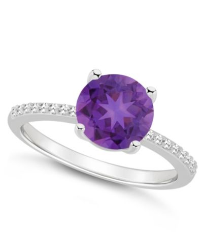 Macy's Women's Amethyst (1-3/4 ct.t.w.) and Diamond (1/10 ct.t.w.) Ring in Sterling Silver
