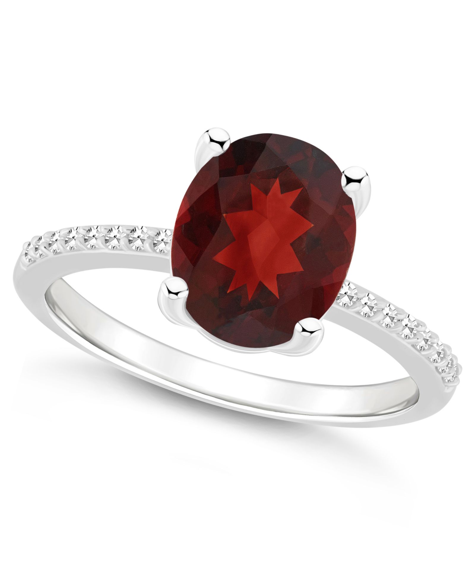 Кольцо Macy's Garnet и Diamond в стерлинговом серебре