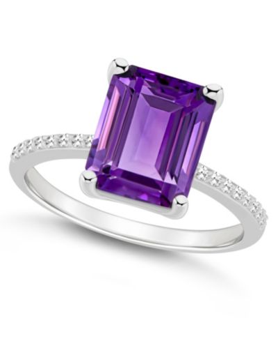 Macy's Women's Amethyst (3-1/6 ct.t.w.) and Diamond (1/10 ct.t.w.) Ring in Sterling Silver