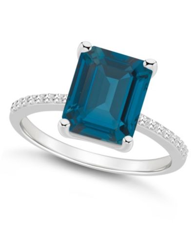 Женское кольцо Macy's London Blue Topaz (4-1/4 ct.t.w.) и Diamond (1/10 ct.t.w.) в Sterling Silver
