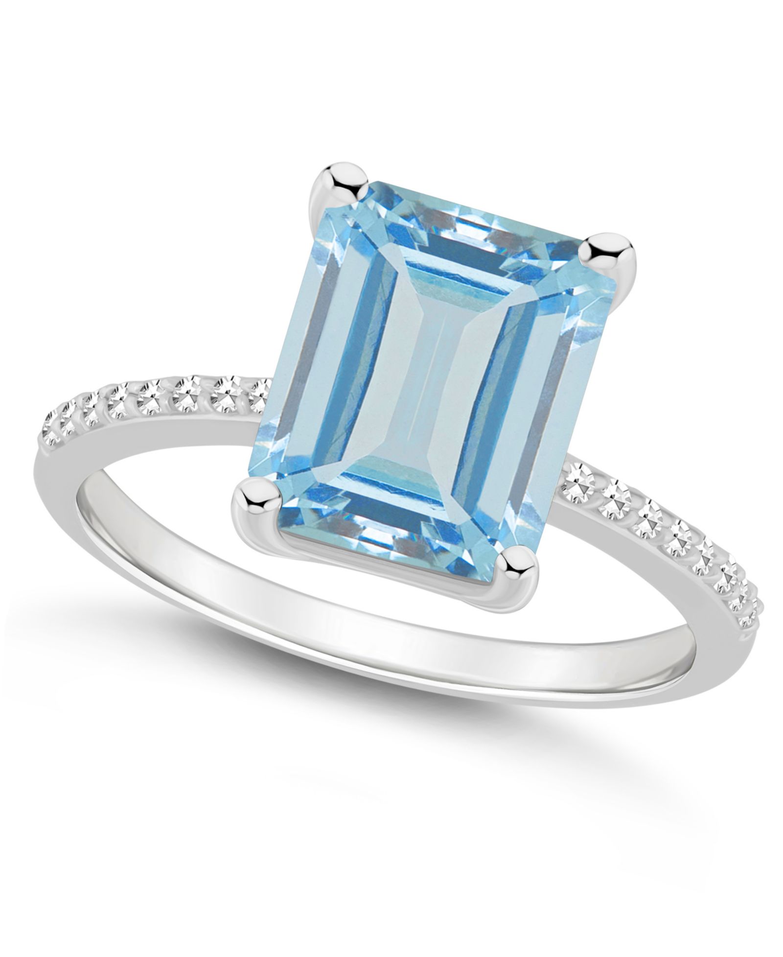 Кольцо Macy's Women's Sky Blue Topaz (4-1/4 ct.t.w.) and Diamond (1/10 ct.t.w.) in Sterling Silver