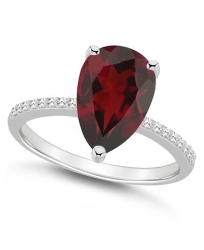 Macy's Women's Garnet (3-1/3 ct.t.w.) and Diamond (1/10 ct.t.w.) Ring in Sterling Silver