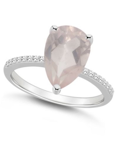 Macy's Women's Rose Quartz (2-3/4 ct.t.w.) and Diamond (1/10 ct.t.w.) Ring in Sterling Silver
