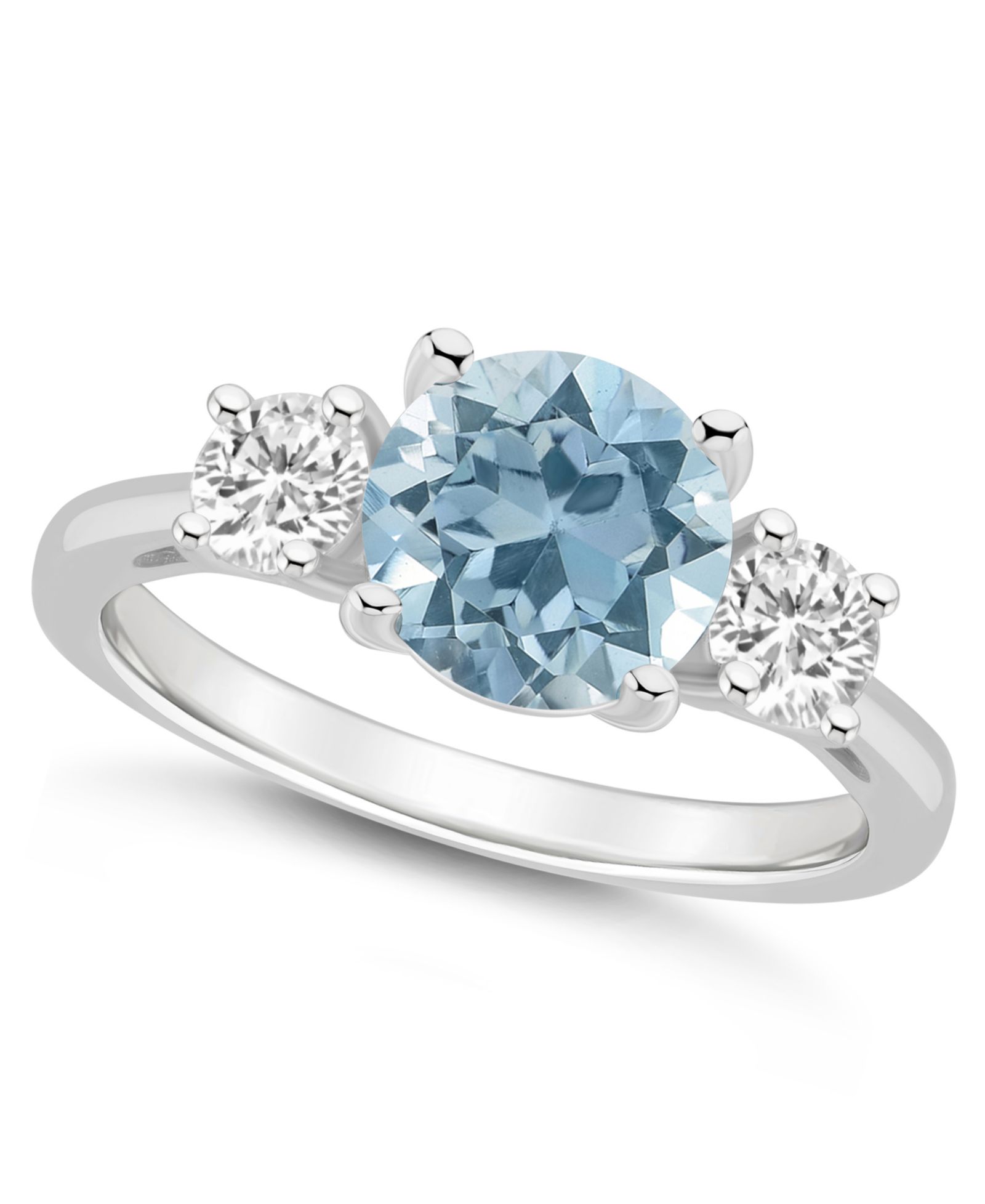 Macy's Women's Sky Blue Topaz (2-2/5 ct.t.w.) and White Topaz (2/3 ct.t.w.) 3-Stone Ring in Sterling Silver