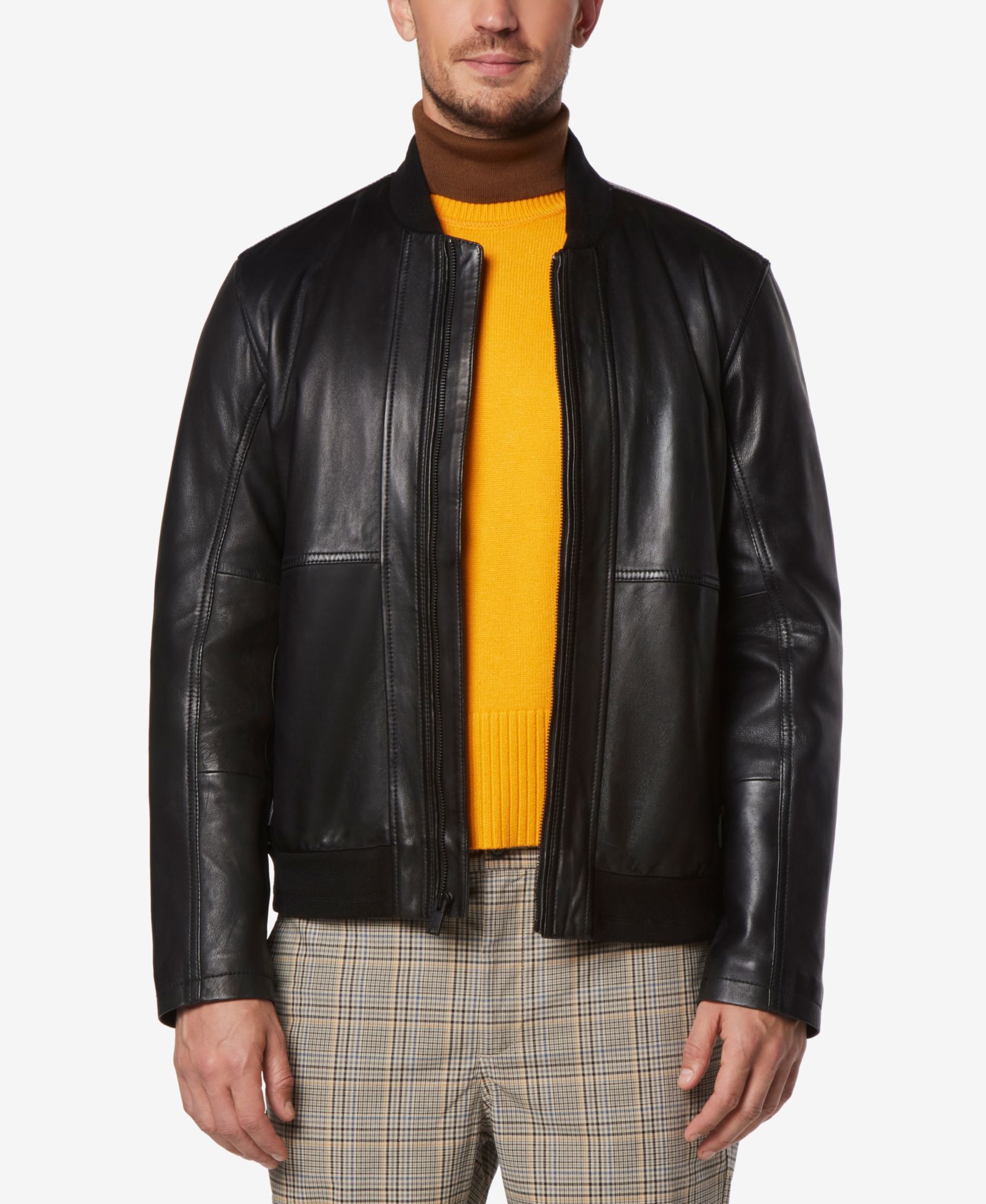 Marc New York Men's MacNeil Smooth Genuine Leather Bomber Jacket