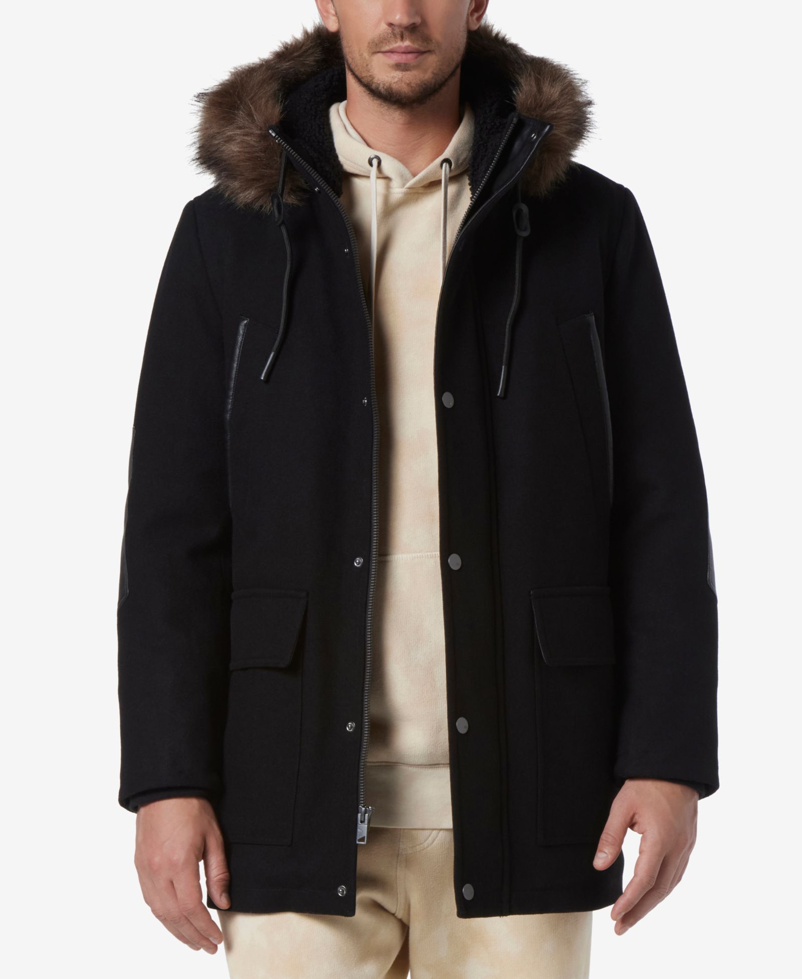 Marc New York Мужской Dawson Hooded Parka с отделкой из искусственной кожи и искусственного меха