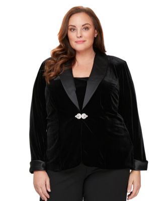 Alex Evenings Plus Size Velvet Blazer & Sleeveless Top
