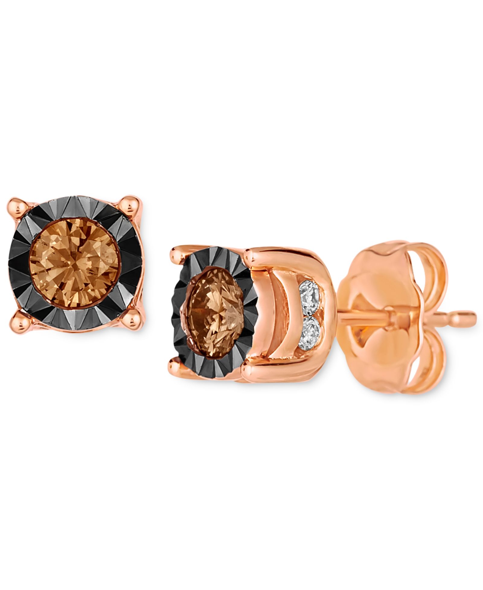 Le Vian® Chocolate Diamond & Nude Diamond Stud Earrings (1/2 ct. t.w) in 14k Rose Gold (Also Available in White Gold or Yellow Gold)