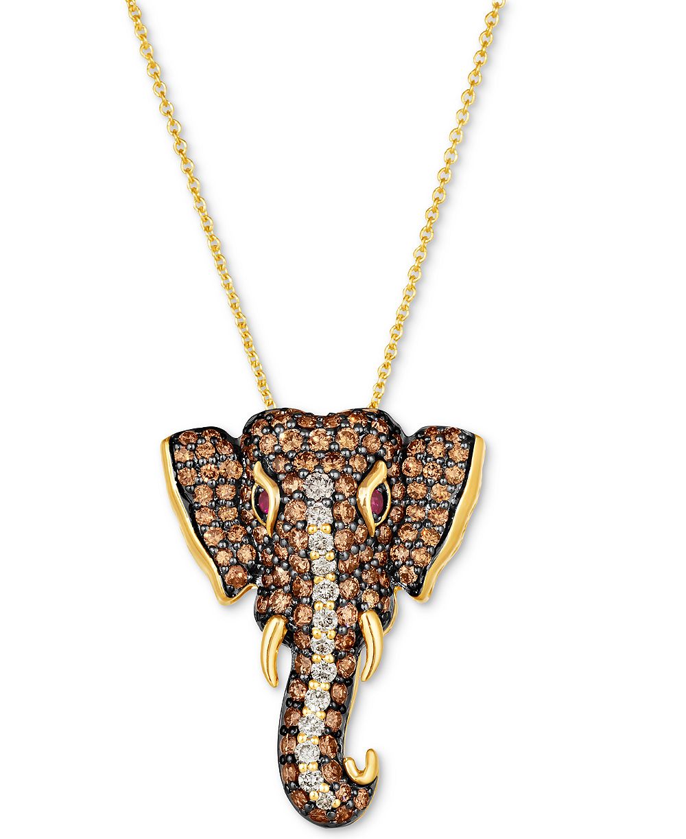 Le Vian® подвеска-кулон на регулируемой цепочке 20" с бриллиантами (1-5/8 карата суммарно) и рубином Passion, золото 14k