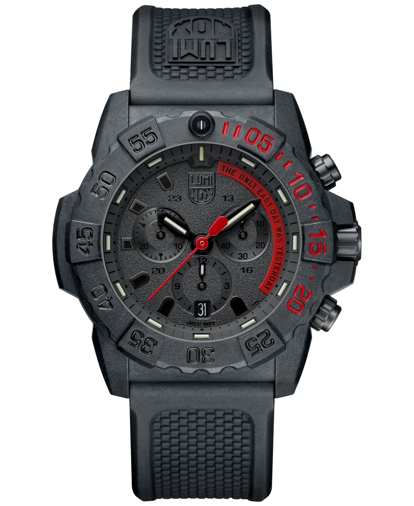 Luminox Мужские часы Swiss Chronograph Navy Seal Dive, черная резиновая лента, 45mm