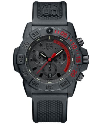 Luminox Мужские часы Swiss Chronograph Navy Seal Dive, черная резиновая лента, 45mm