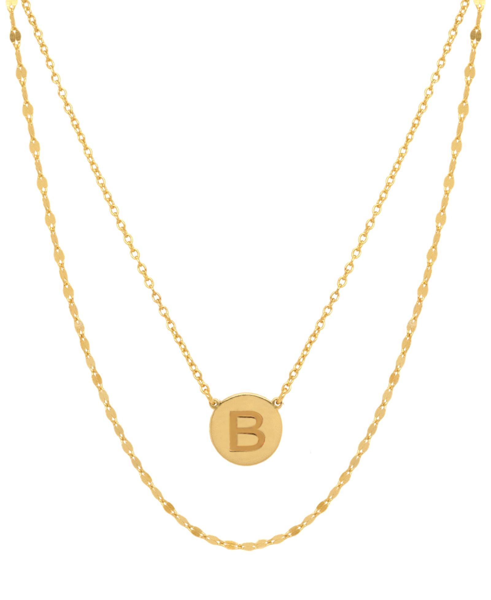 Initial Disc Layered Pendant Necklace in 18k Gold-Plated Sterling Silver, Created for Macy's