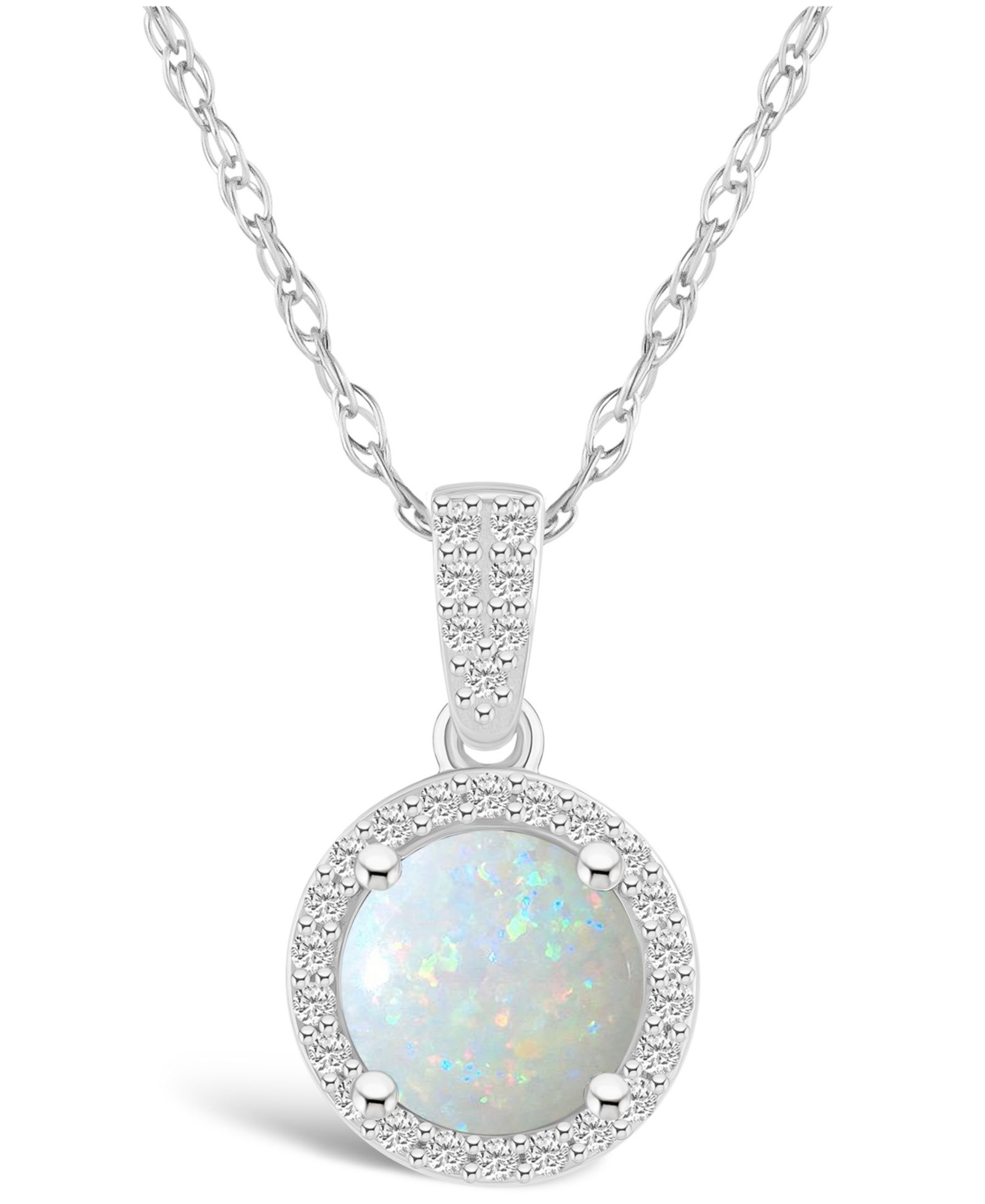 Подвеска-кулон Macy's Created Opal и Created Sapphire в белом золоте 10K