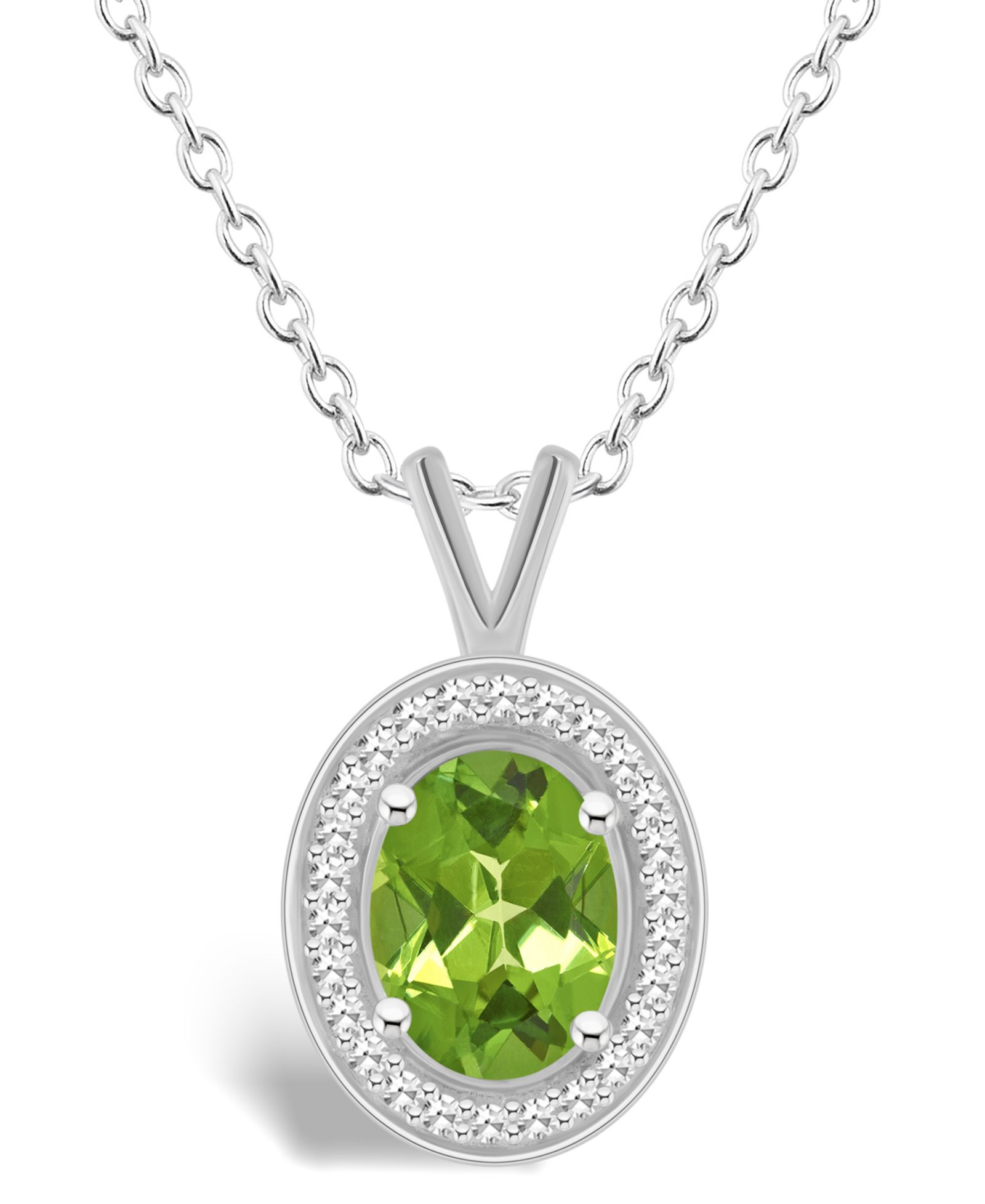 Подвеска-ожерелье с перламутром Peridot (1-1/3 ct. t.w.) и бриллиантами (1/8 ct. t.w.) в стерлинговом серебре