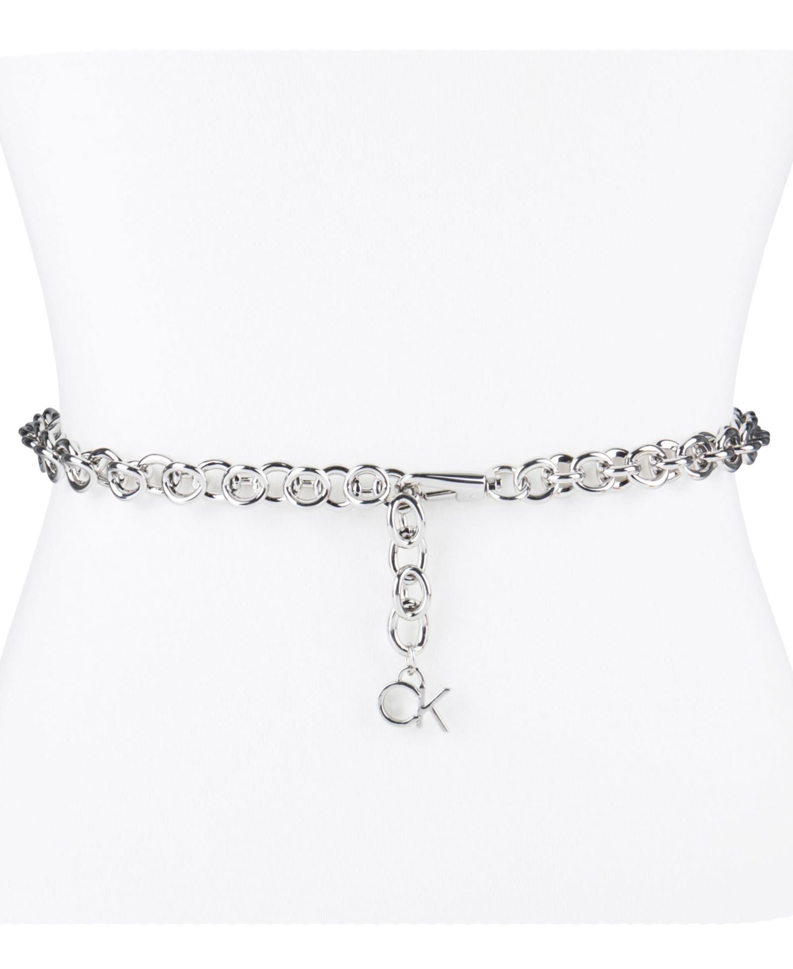 Женский ремень Calvin Klein Silver-Tone Chain с подвеской Logo Charm