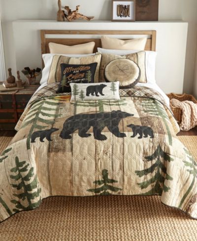 Donna Sharp Painted Bear 3 Piece Quilt Set, King