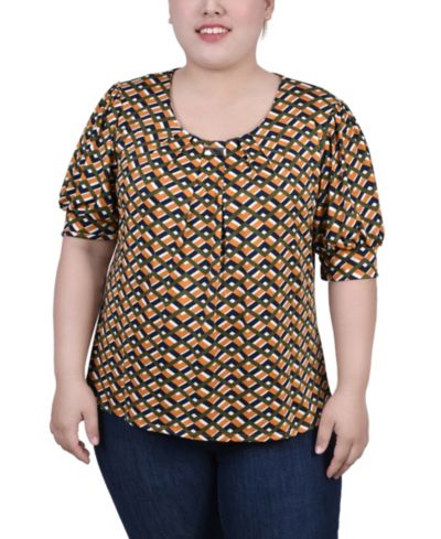 Топ NY Collection Plus Size с коротким рукавом и рукавами-баллонами