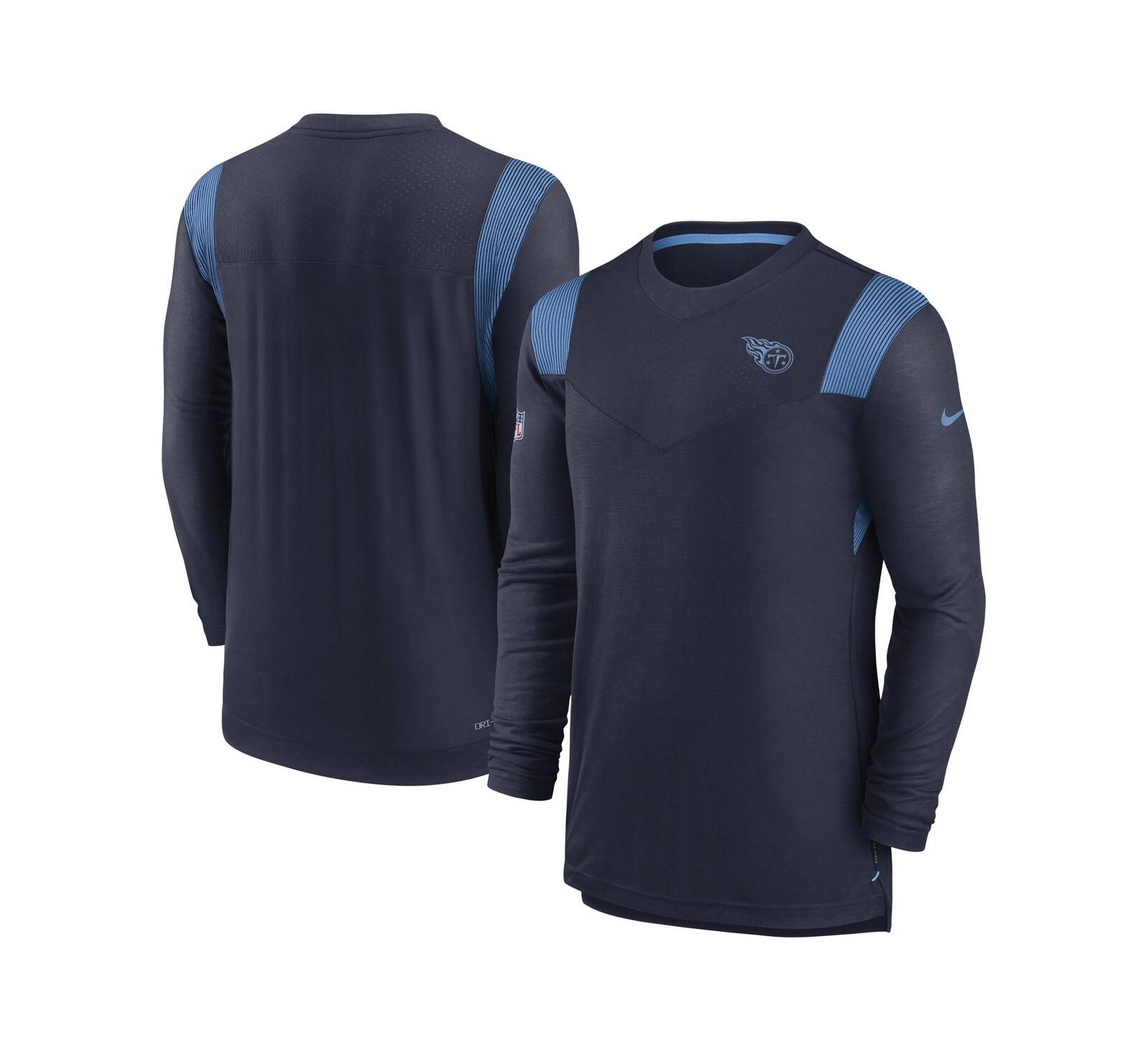Мужская футболка Nike Navy Tennessee Titans Sideline Tonal Logo Performance Player Long Sleeve