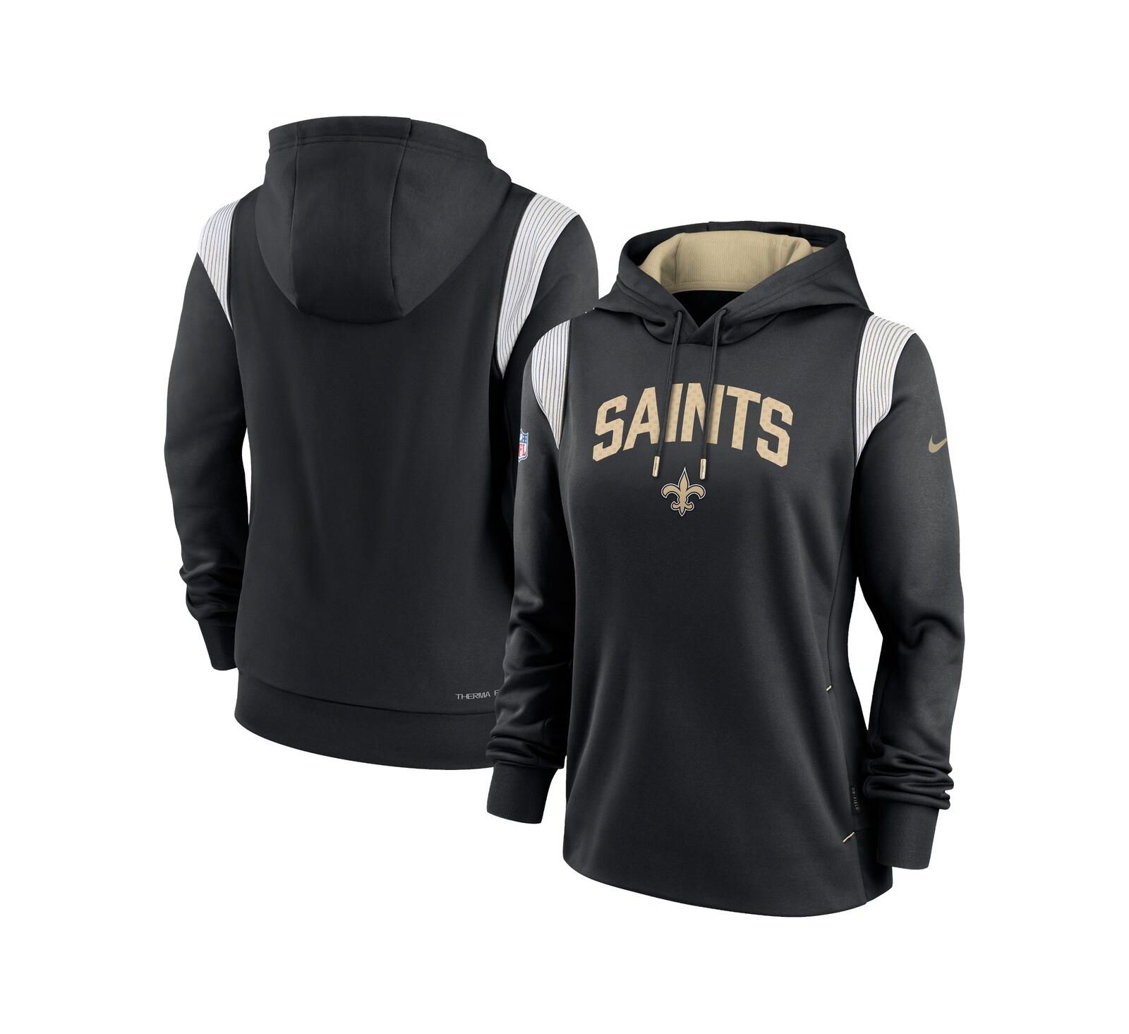 Women's Nike Black New Orleans Saints Sideline Stack Performance Pullover Hoodie