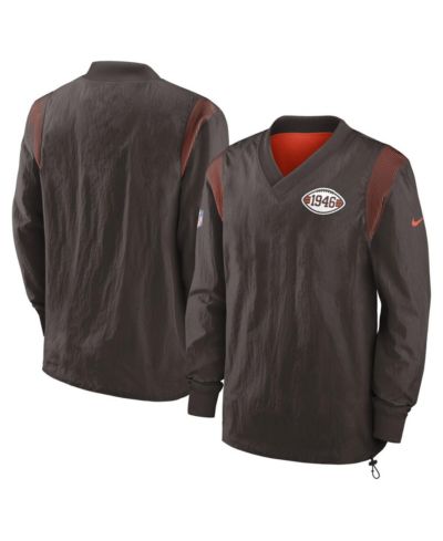 Men's Nike Brown Cleveland Browns Sideline Team ID Reversible Pullover Windshirt