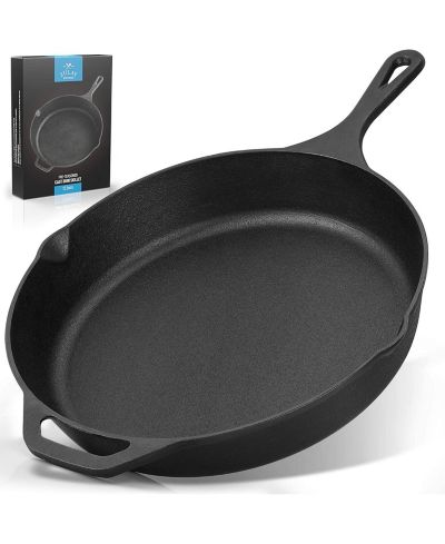 Сковорода Zulay Kitchen cast iron 12 Inch Heavy Duty Pre-Seasoned Pan - Grill, Stovetop, Induction, Oven & Campfire Safe