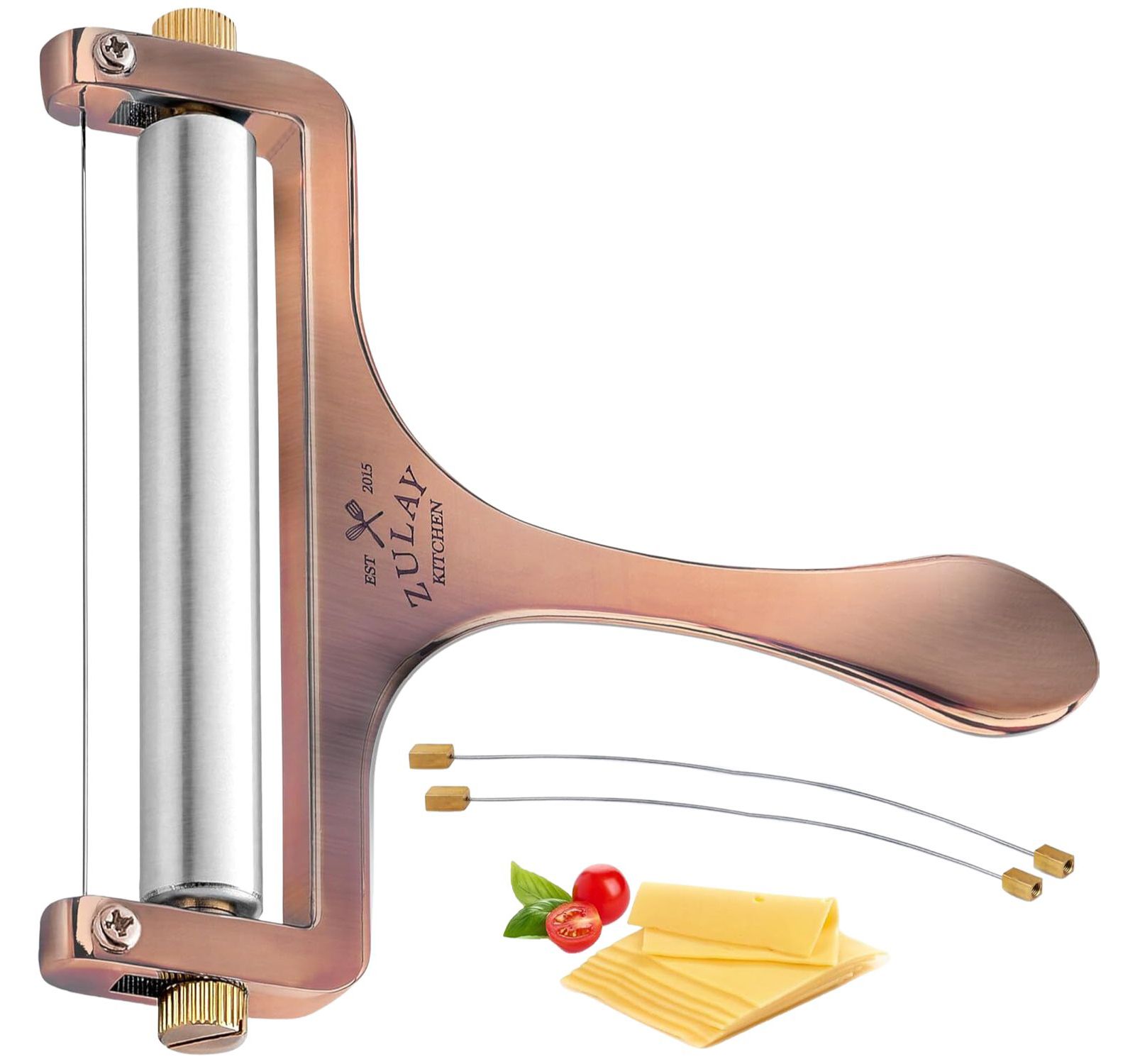 Zulay Kitchen Heavy Duty Adjustable Cheese Slicer with 2 Extra Wires