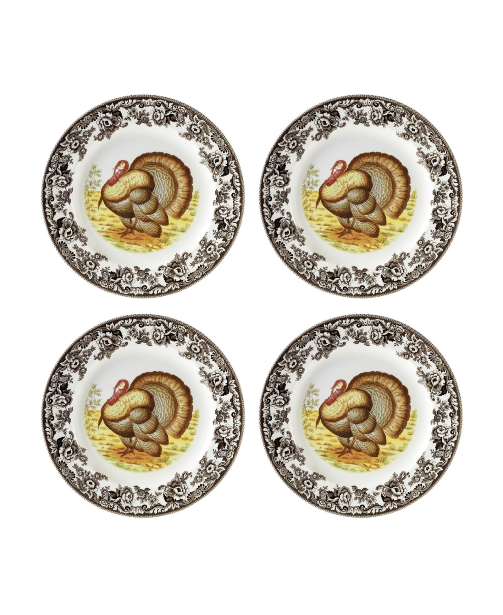Набор из 4 сервировочных тарелок Spode Woodland Turkey Salad