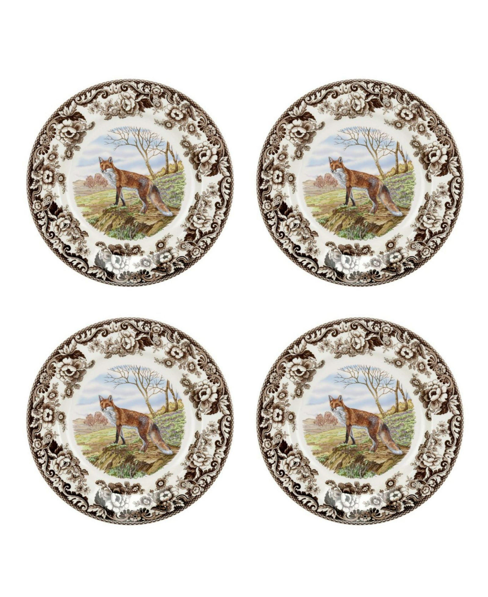 Spode Woodland Red Fox Dinner Plates, Set of 4