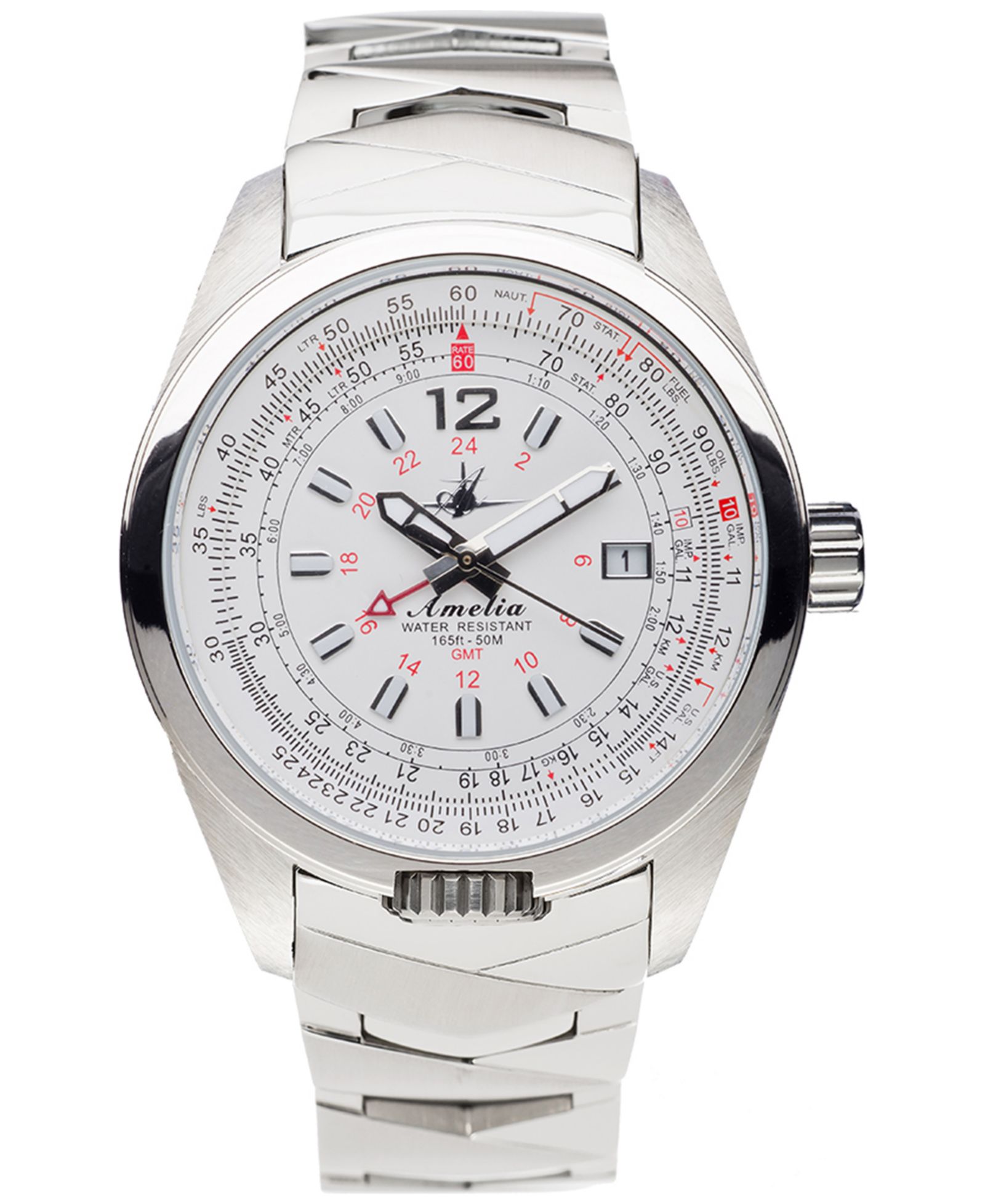 Abingdon Co. Women's Amelia Swiss GMT Stainless Steel Bracelet Watch 40mm
