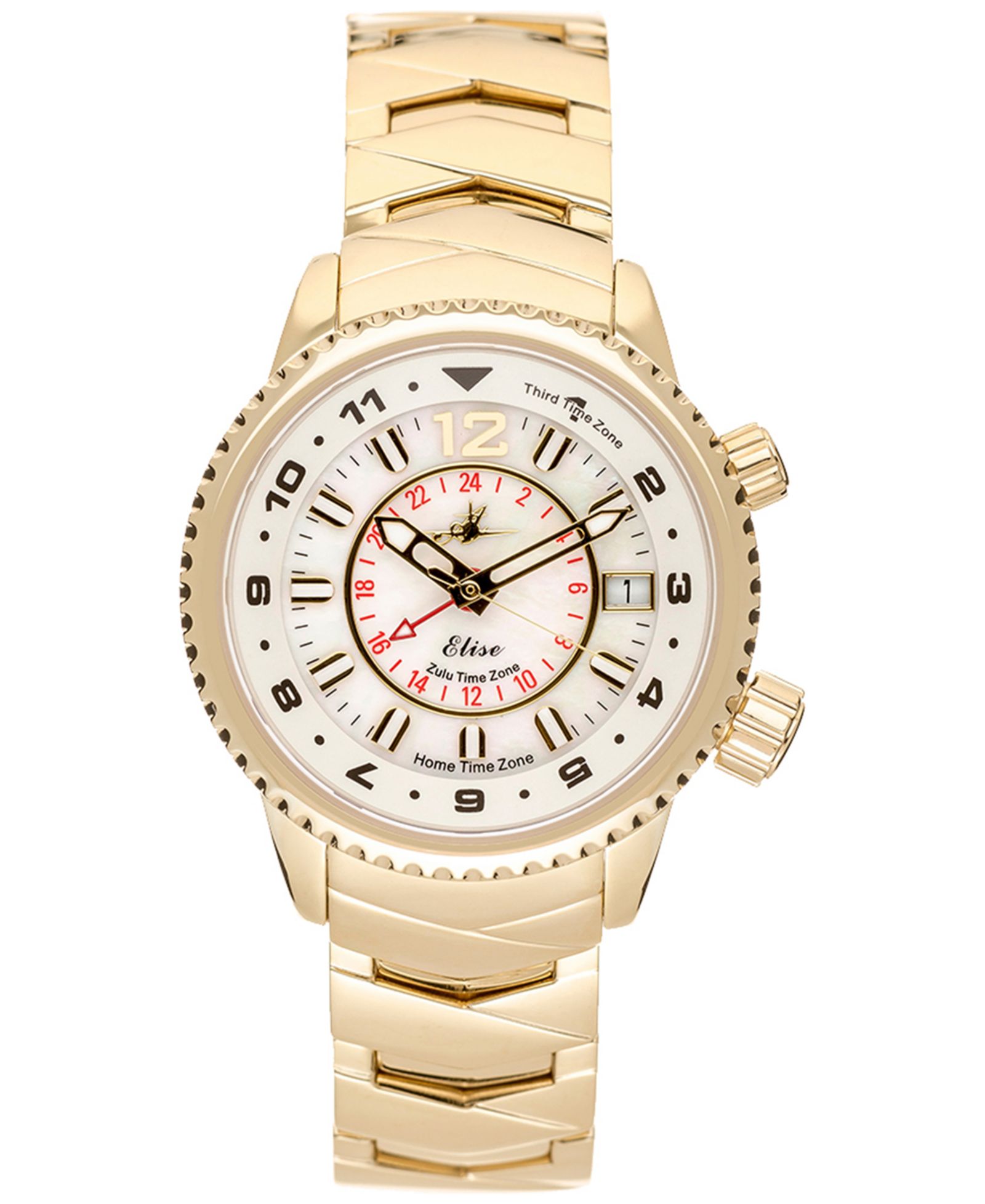 Abingdon Co. Женские часы Elise Swiss Tri-Time с золотым напылением 28k, сталь 33mm