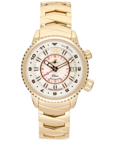 Abingdon Co. Женские часы Elise Swiss Tri-Time с золотым напылением 28k, сталь 33mm