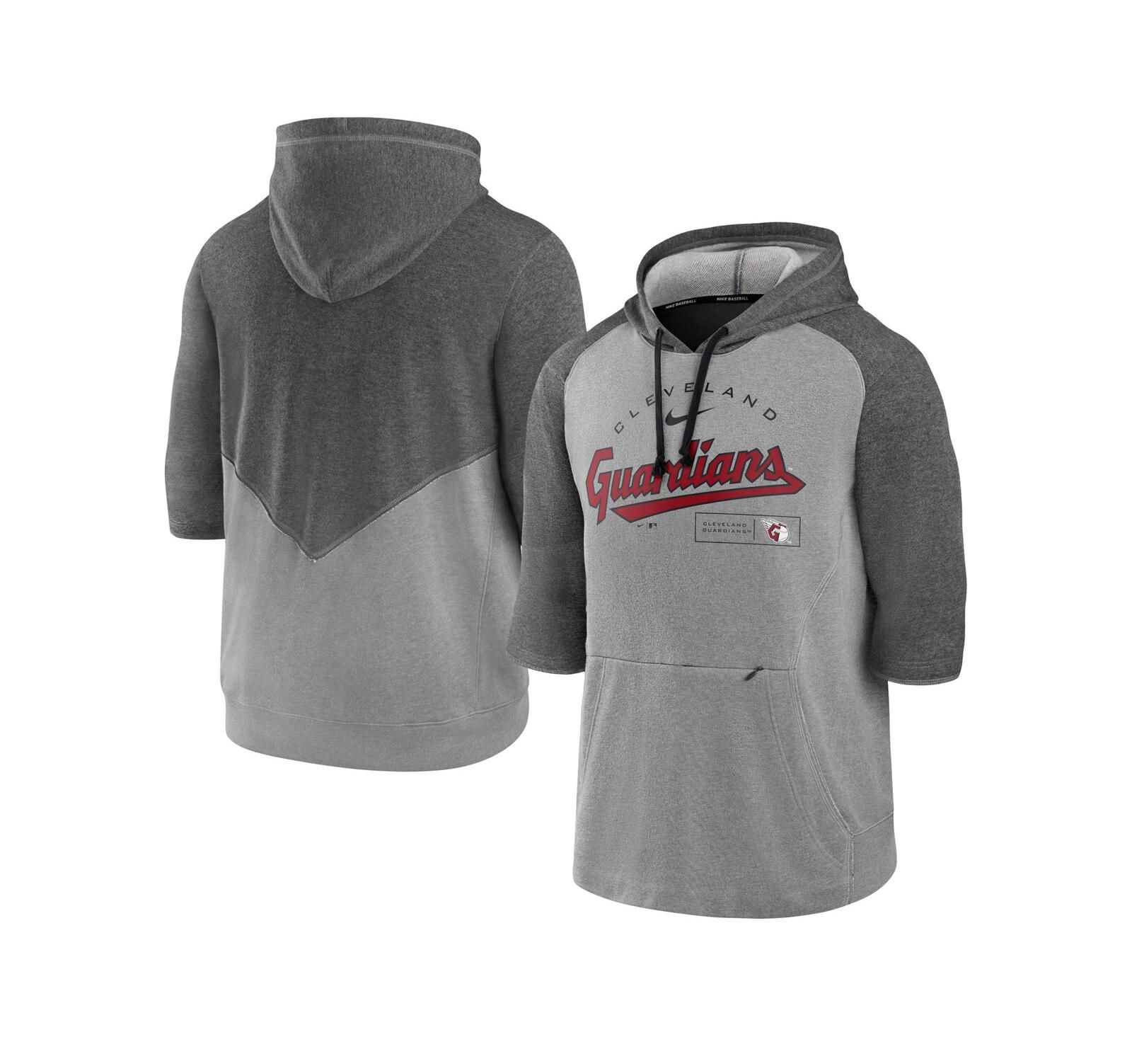Мужское худи Nike Cleveland Guardians Team Modern Arch с рукавом 3/4, меланжевый угольный и меланжевый серый