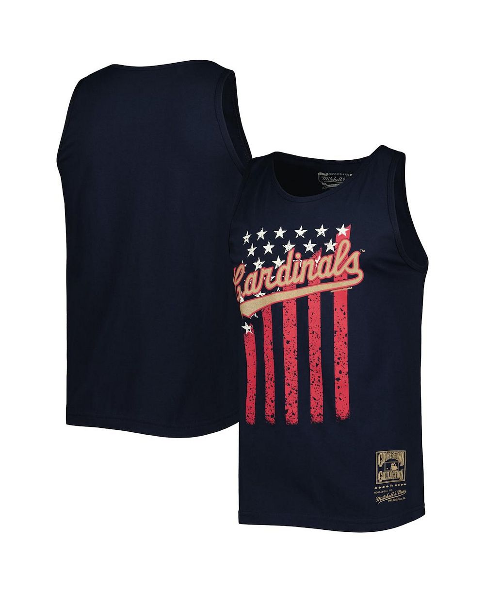 Мужская майка Mitchell & Ness Navy St. Louis Cardinals Cooperstown Collection Stars and Stripes