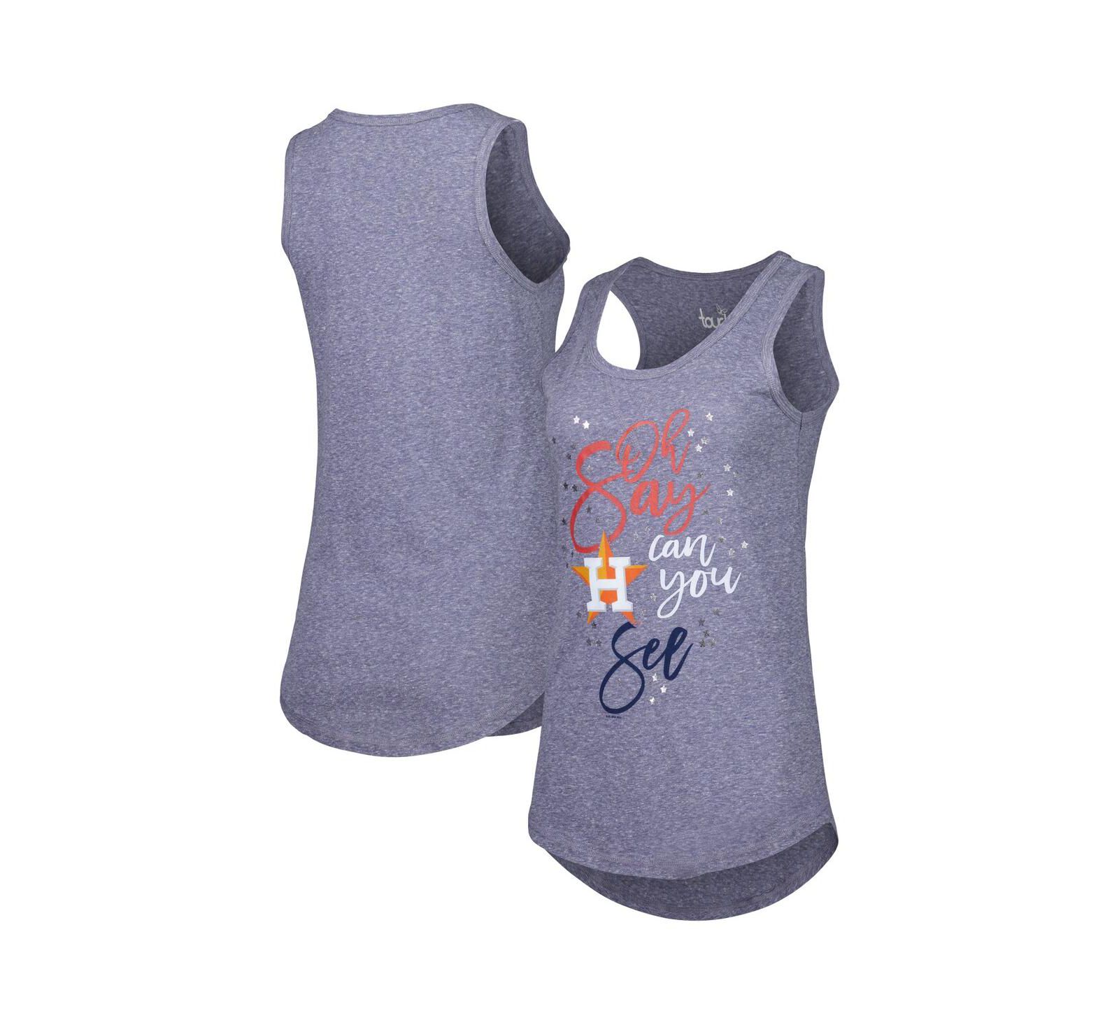 Women's Touch Navy Houston Astros Americana Tri-Blend Racerback Tank Top