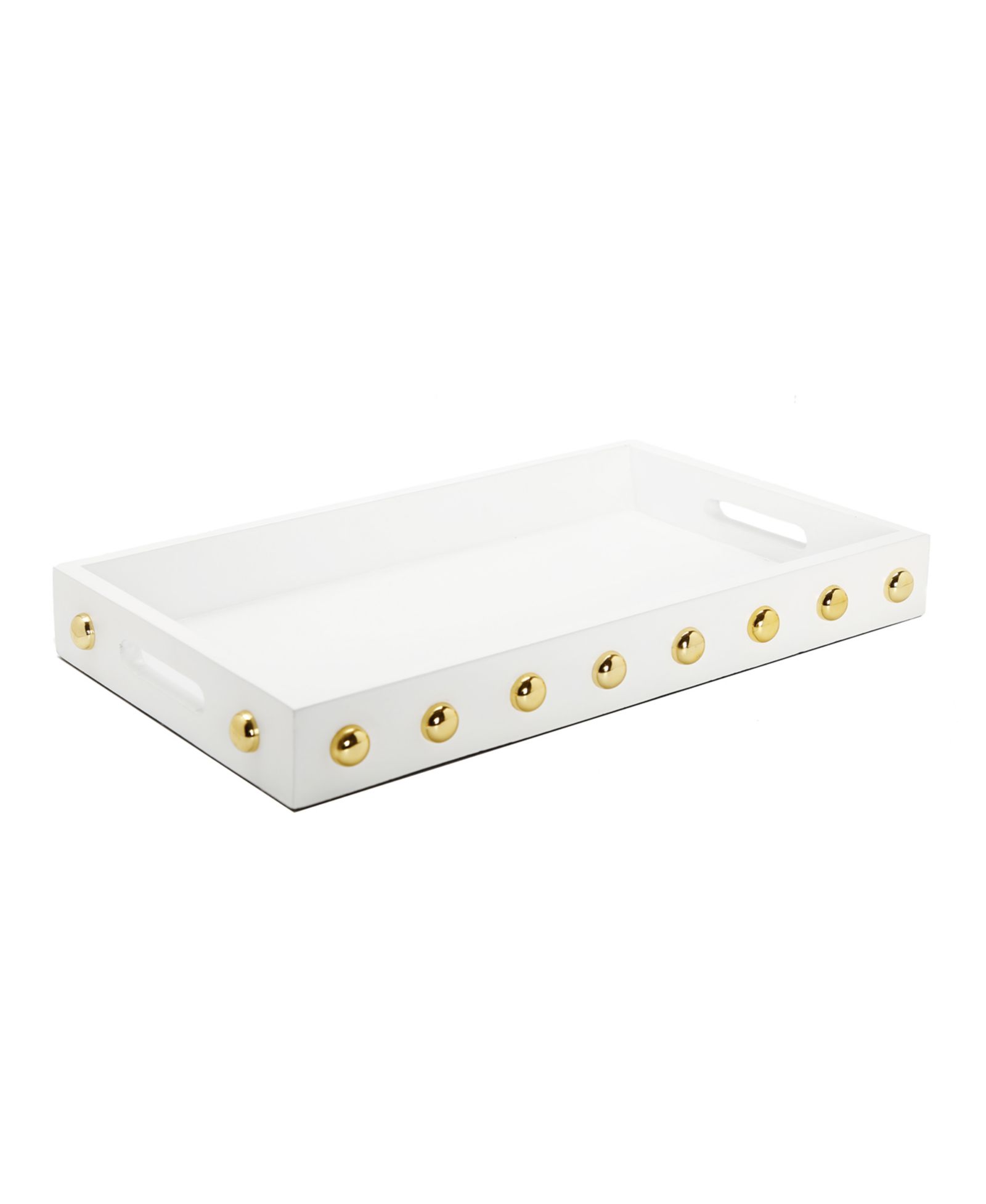 Classic Touch Decorative Serving Tray with Shiny Ball Design, 16" x 10"