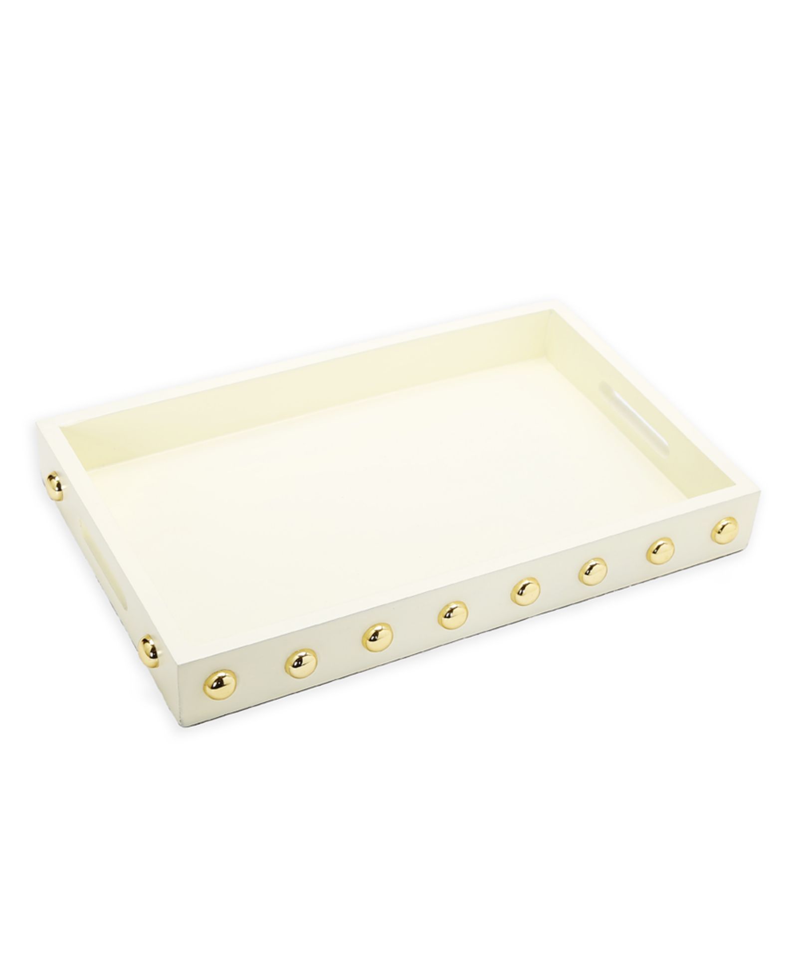 Classic Touch Decorative Serving Tray with Shiny Ball Design, 16" x 10"