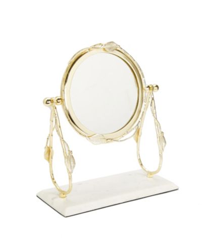 Classic Touch настольное зеркало с мраморным основанием и узором листьев, 5" x 14"