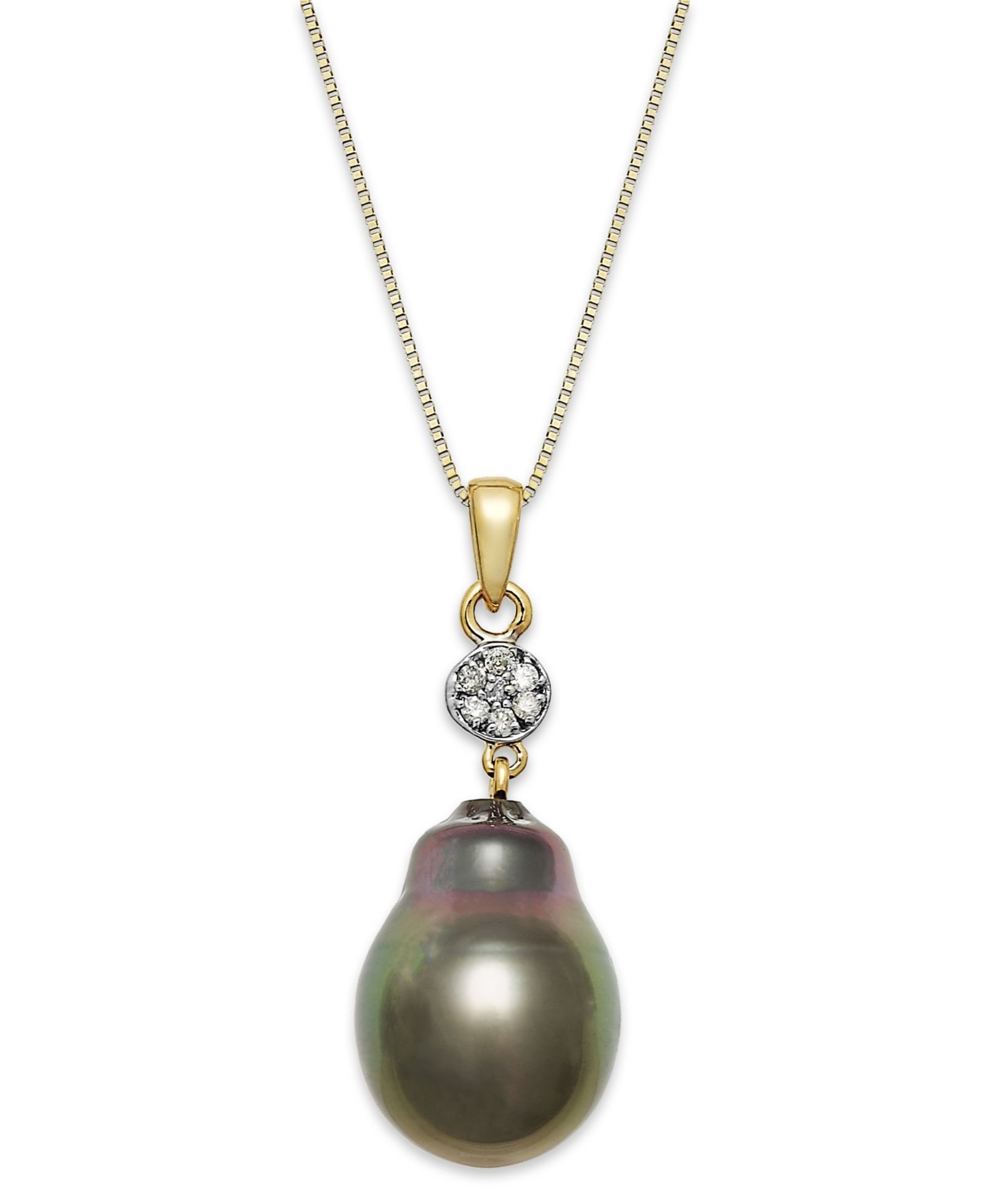 Ожерелье с подвеской Baroque Tahitian Pearl (12 mm) и Diamond Accent в 14k Gold