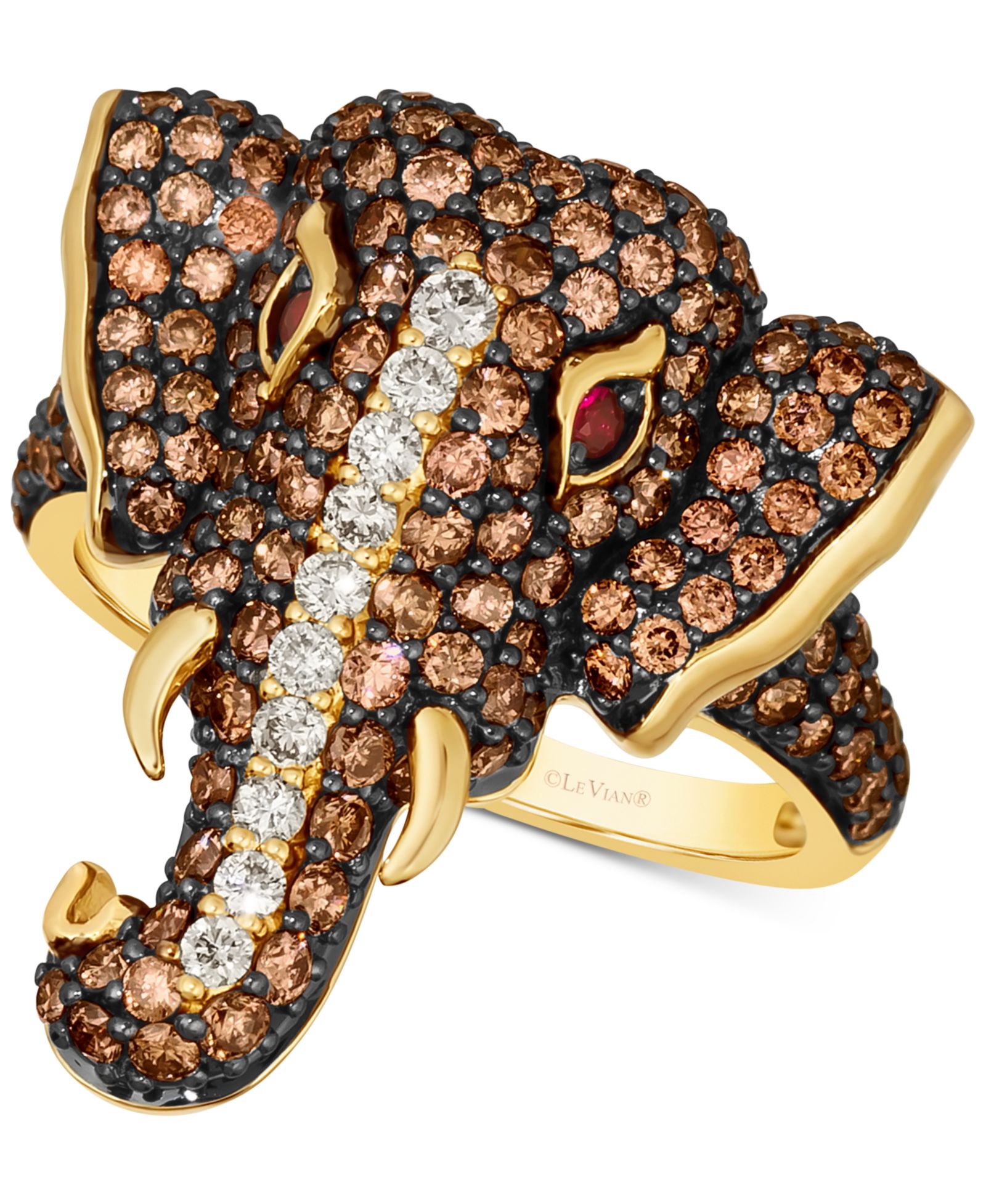 Le Vian® Diamond (2 ct. t.w.) & Passion Ruby Accent Elephant Ring in 14k Gold