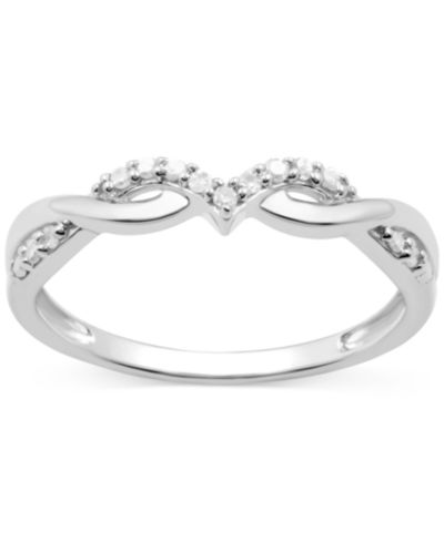 Macy's Кольцо Diamond Twist (1/10 ct. t.w.) из стерлингового серебра