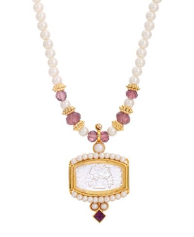 2028 ожерелье с имитацией жемчуга и стеклянным камнем Gold-Tone