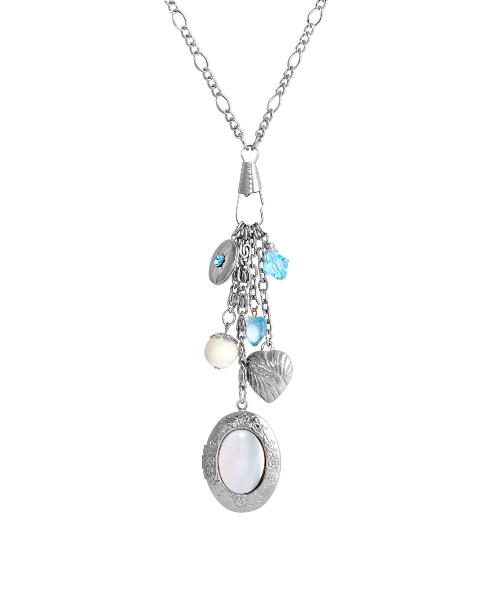 2028 Silver-Tone Mother of Pearl Charm Ожерелье